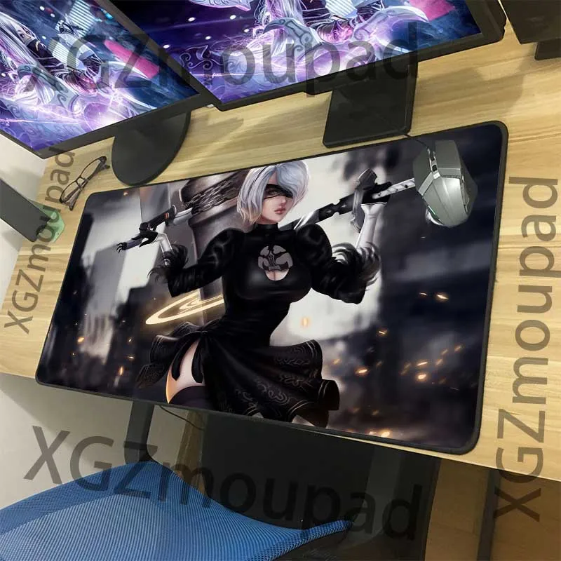 

XGZ custom animation mouse pad with fine black lock NieR:Automata Home computer desk pad rubber strip anti slip XXL