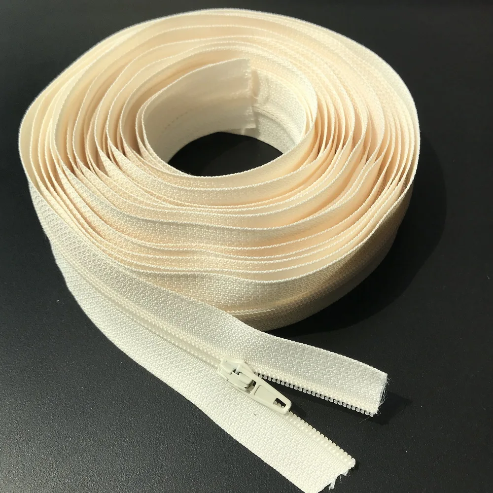 Coil Zippers Zipper Pulls 3 Zipper White Nylon Coil Auto Lock