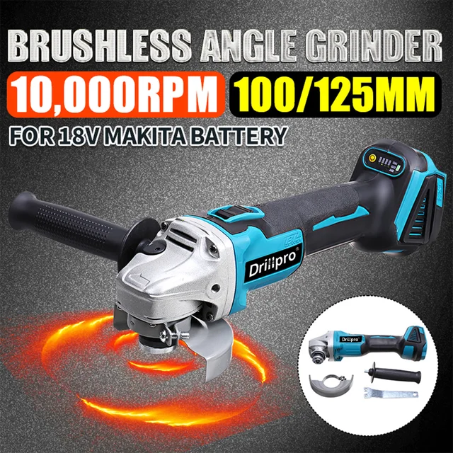 125mm Brushless Cordless Angle Grinder Variable 4 Speed DIY Cutting Grinder Machine Power Tool Compatible for Makita 18V Battery 2