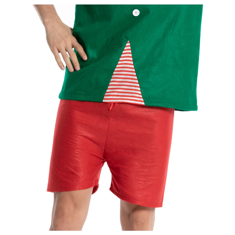 Новогодняя одежда, Рождественский костюм эльфа для взрослых, мужской костюм Санта Клауса, карнавальные вечерние костюмы для всей семьи, футболка и ботинки
