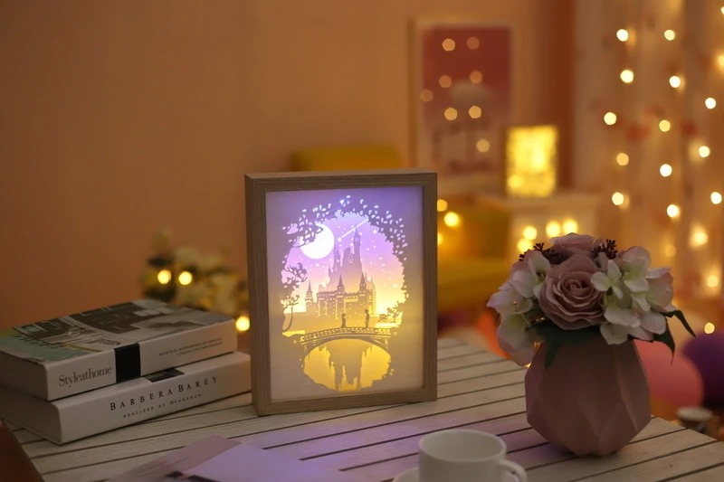Креативная бумажная лампа прикроватная Спальня светодиодный ночник необычный 3d свет теневая бумага врезной светильник домашний подарок домашний декор