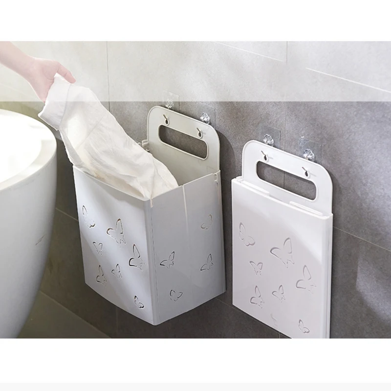 Foldable Storage Baskets Free Punching Stickers Wall Hanging Basket Multi-function Dirty Clothes Storage Basket