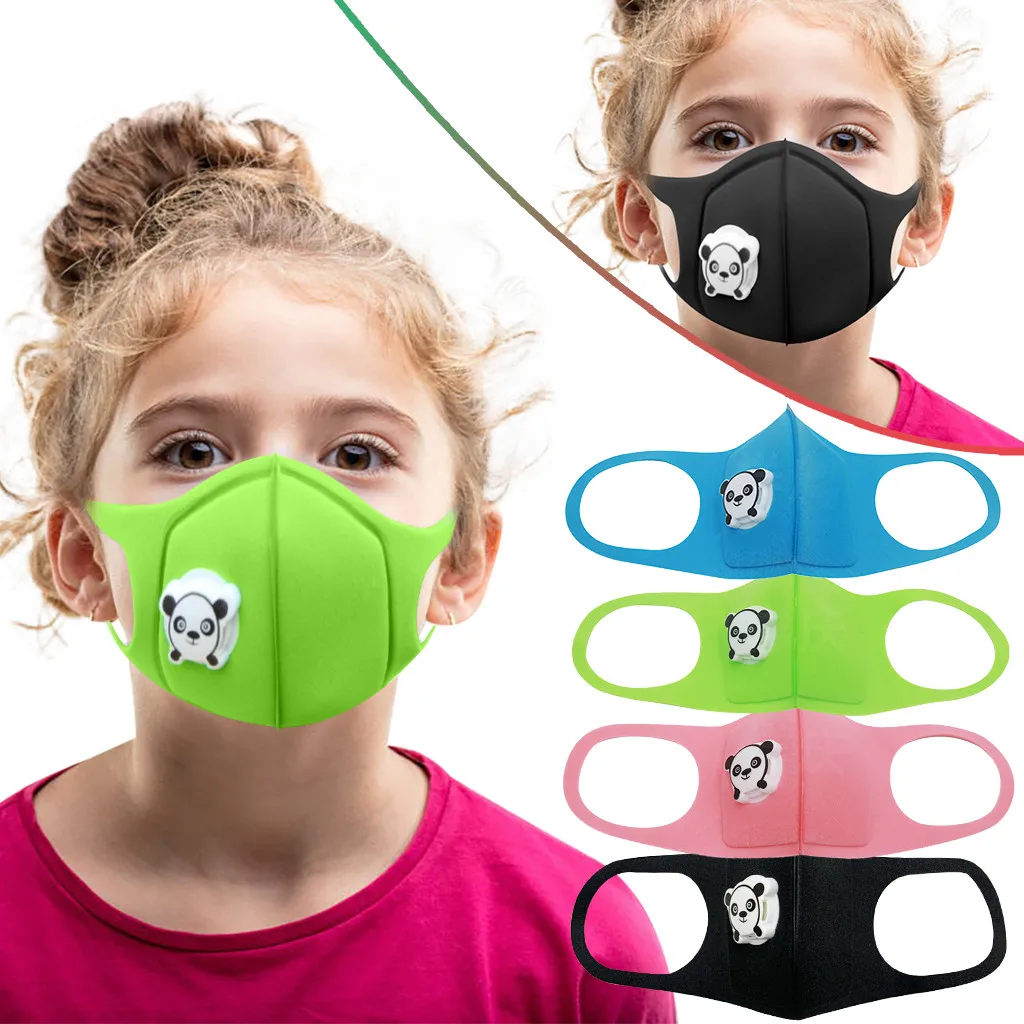 Children's Cartoon Panda Print Mask With Breathing Respirator Breathable Dustproof Washable Reusable Double-deck Sponge Maske |