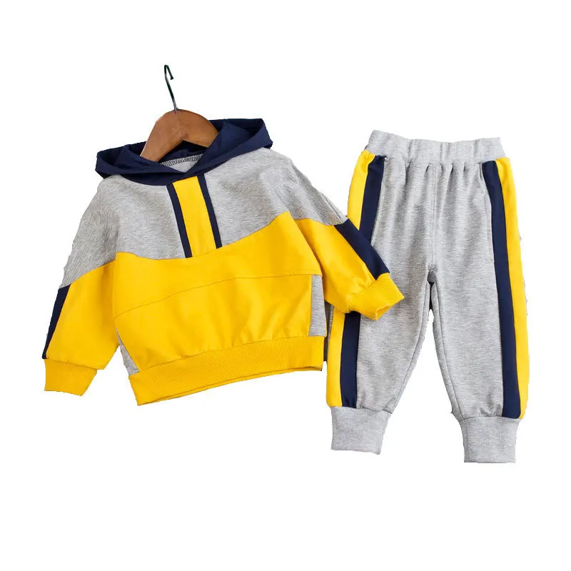 

Fashion Children Clothes Infant Tracksuits Baby Boys Girl Hooded Casua Patchwork Kids T Shirt Pants 2Pcs/Sets Toddler Sportswear