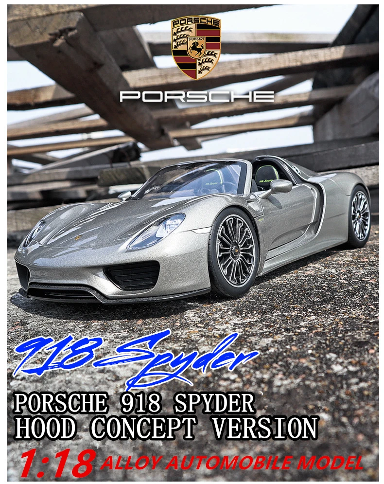 Welly 1:18 Porsche 918 super run, модель автомобиля из сплава, моделирование, украшение автомобиля, коллекция подарков, игрушка для литья под давлением, модель игрушка для мальчиков