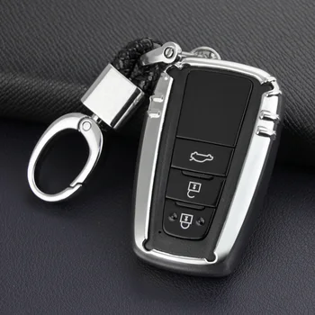 

Smart Car Key Cover Case Fob Chain Keychain For Toyota RAV4 Camry C-HR Prius Avalon Corolla Hatchback 86 GT86 Prado Silver