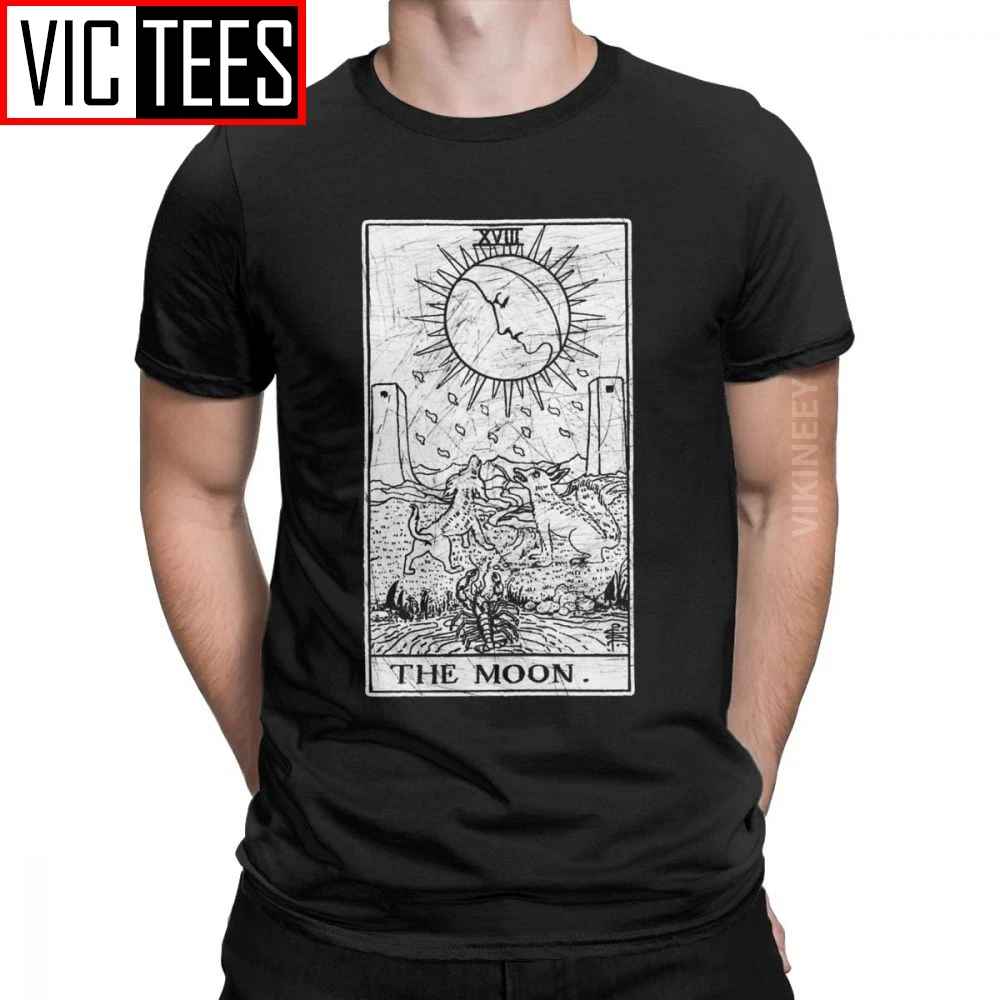 

Funny The Moon Tarot Card Major Arcana Fortune Telling Occult Tshirt Men Pure Cotton Tshirt Wholesale