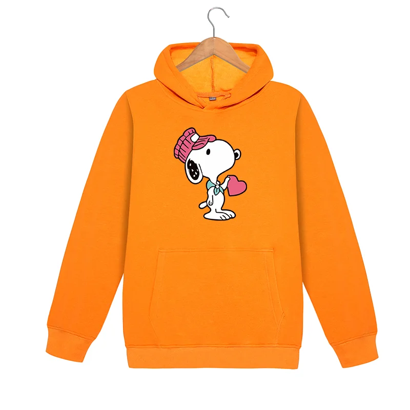 

Women Autumn Winter Plus Size Hoodies Snoopy Cartoon Print Kawaii Hoodie Thick Fleece Pocket Sport Pullover Sweatshirts Women