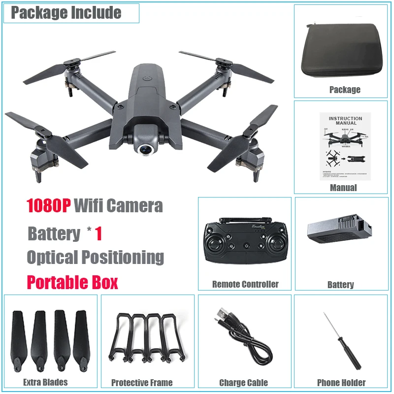 Optical 1080P 1Bat B Квадрокоптер мини-Дрон 4K HD Wifi FPV камера складной Радиоуправляемый вертолет оптическое положение потока игрушки селфи красота Дрон высота парение - Цвет: Optical 1080P 1Bat B