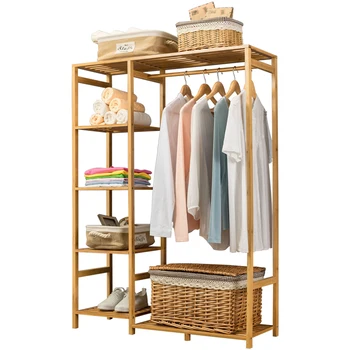 

Nature Baboom Wardrobe Multifunction Burlywood Storage Rack Orgnizer Large Capacity Clothing Hanger Coat Home Furniture