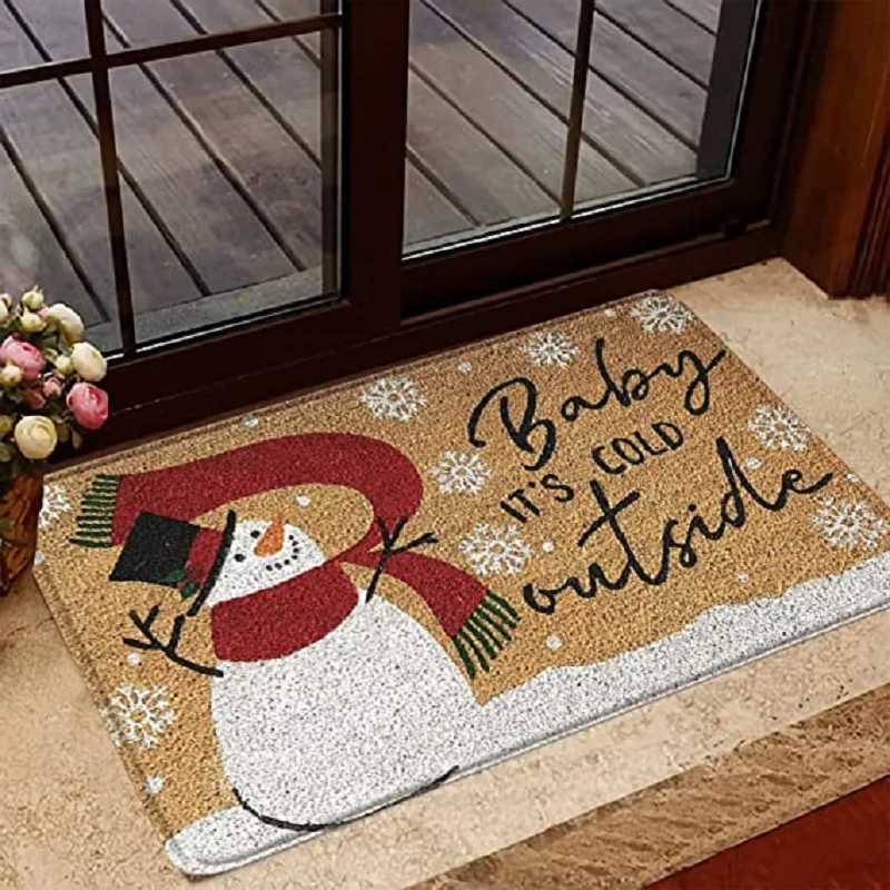 Christmas Decorative Door Mat Non-Slip and Washable Winter Door Mat Rugs  Xmas Household Decorations for Entrance Outside Home - AliExpress