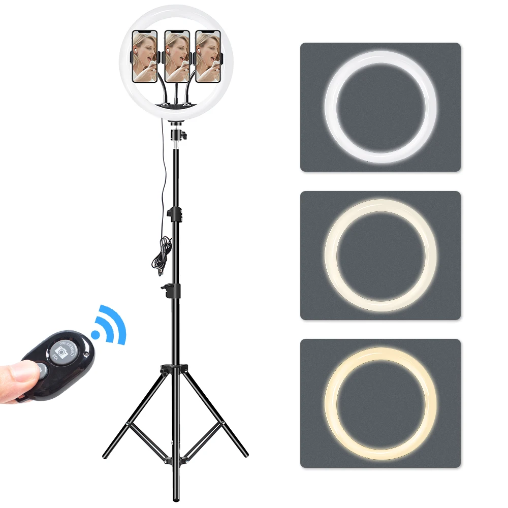 

12 Inch LED Ring Light with Tripod Stand and Phone Holder 30cm Selfie Ring Light for Photography Makeup Vlogging Live Streaming