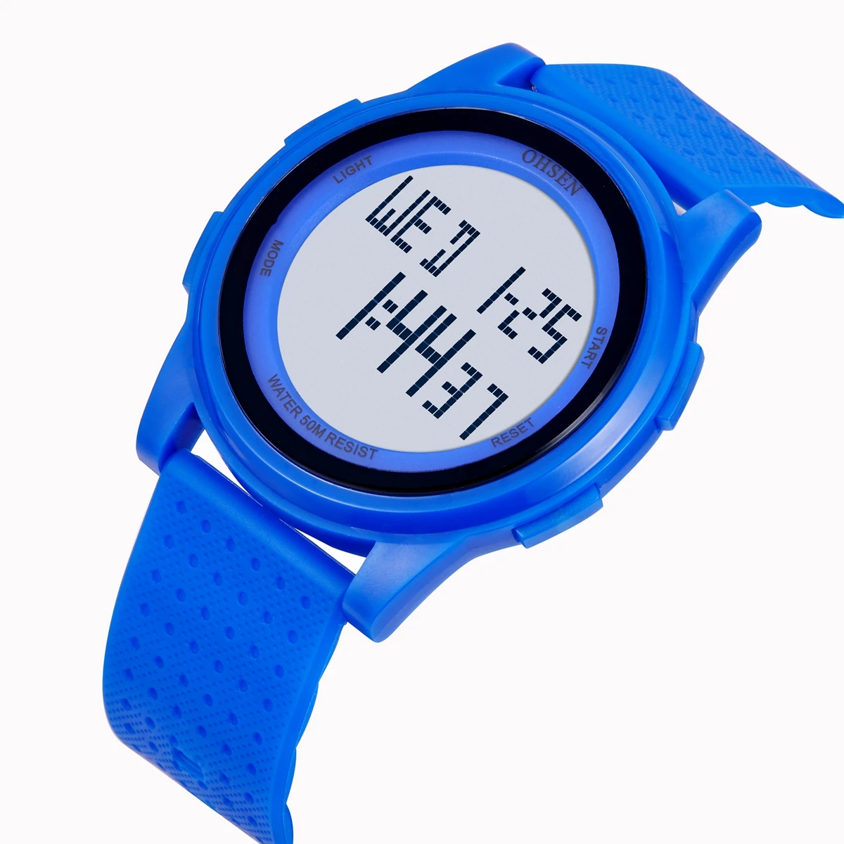 OHSEN цифровой бренд lcd мужские часы reloj hombre 50 м подводный военный черный силиконовый наружный спортивный наручные часы Мужские часы Подарки - Цвет: Синий