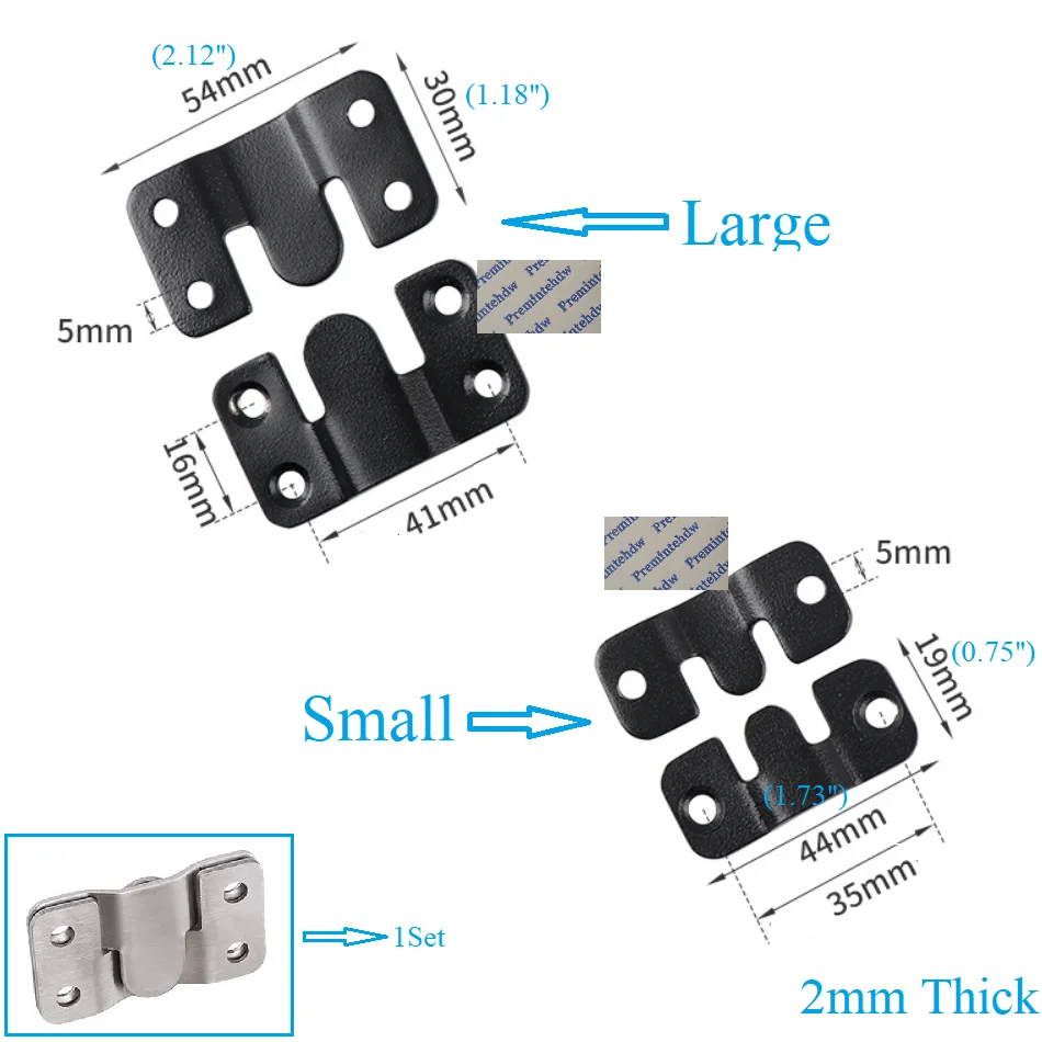 10Sets Stainless Steel Bracket Furniture Headboard Photo Mirror Wall Hanger Interlocking Z Clips Retain Plate Matte Black