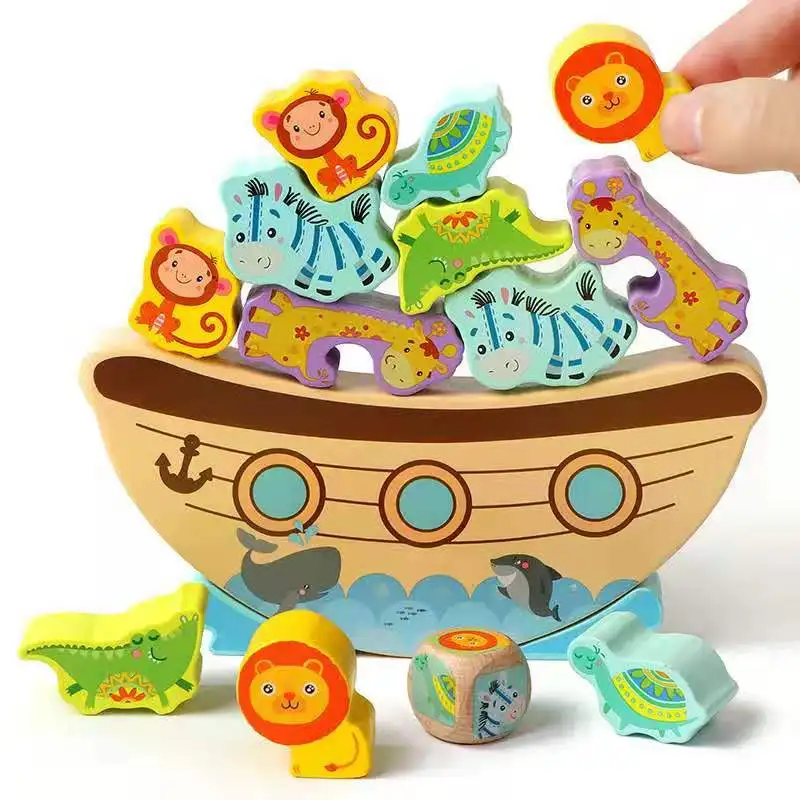 Для раннего развития деревянное игрушечное животное Noah's Ark Boat Balance Fold High Kid настольная игра День рождения Рождественский подарок