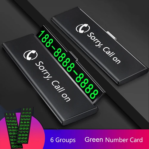 One-click hid Car Temporary Parking Card Phone Number Ultra-thin Drawer Hideable Luminous Telephone Number Plate car Accessories mobile phone holder Holders & Stands