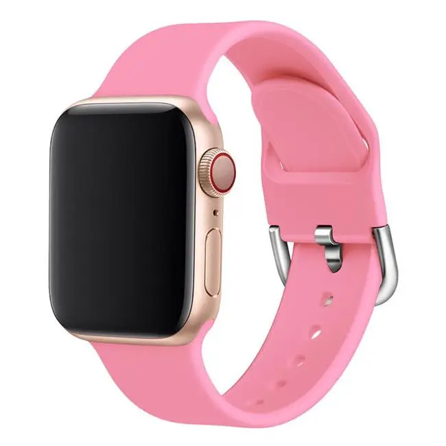Bright pink Silcione ремешок для apple watch band 44 мм 42 мм apple watch 5, 4, 3, ремешок 38 мм, версия 40 мм наручных часов iwatch, ремешок 5/4/3/2/1 correa браслет ремешок для часов - Цвет ремешка: Bright pink