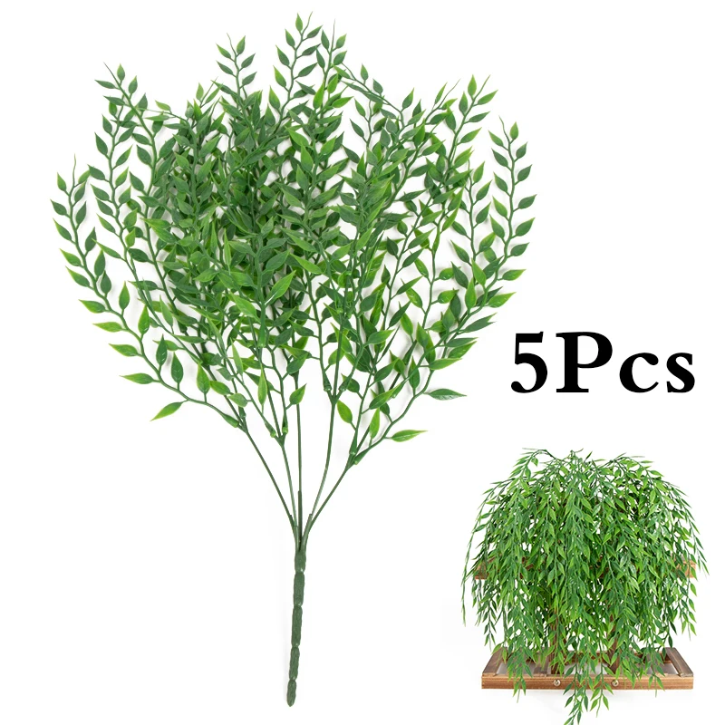 

Willow Artificial Branches Plastic Wicker Weeping Green Rattan Wall Plants Decor