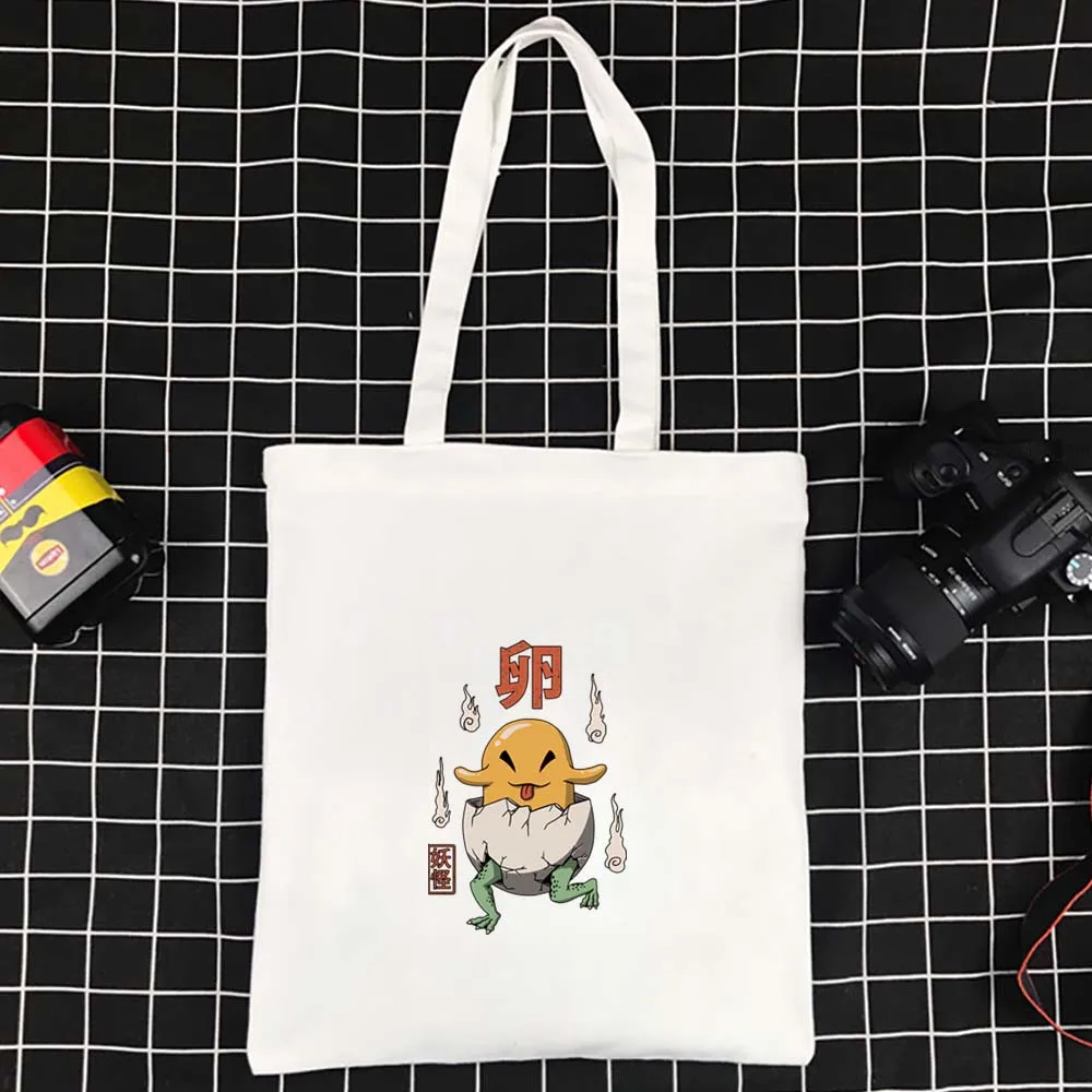 

Reusable Canvas Bag Foldable Women's Shopping Bag Eco-friendly Shoppers Handbag Cute Monster Handbags Summer Casual Beach Bag