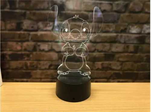 Модный бренд, новинка, креативный 3D светильник в виде стежка из мультфильма для спальни, настольный ночник, акриловая панель, кабель USB, 7 цветов - Цвет: Stitch 3D Light