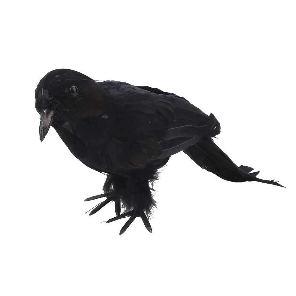 

Halloween Looking Birds Decor Black Scary Feathered Crows Life-like Party