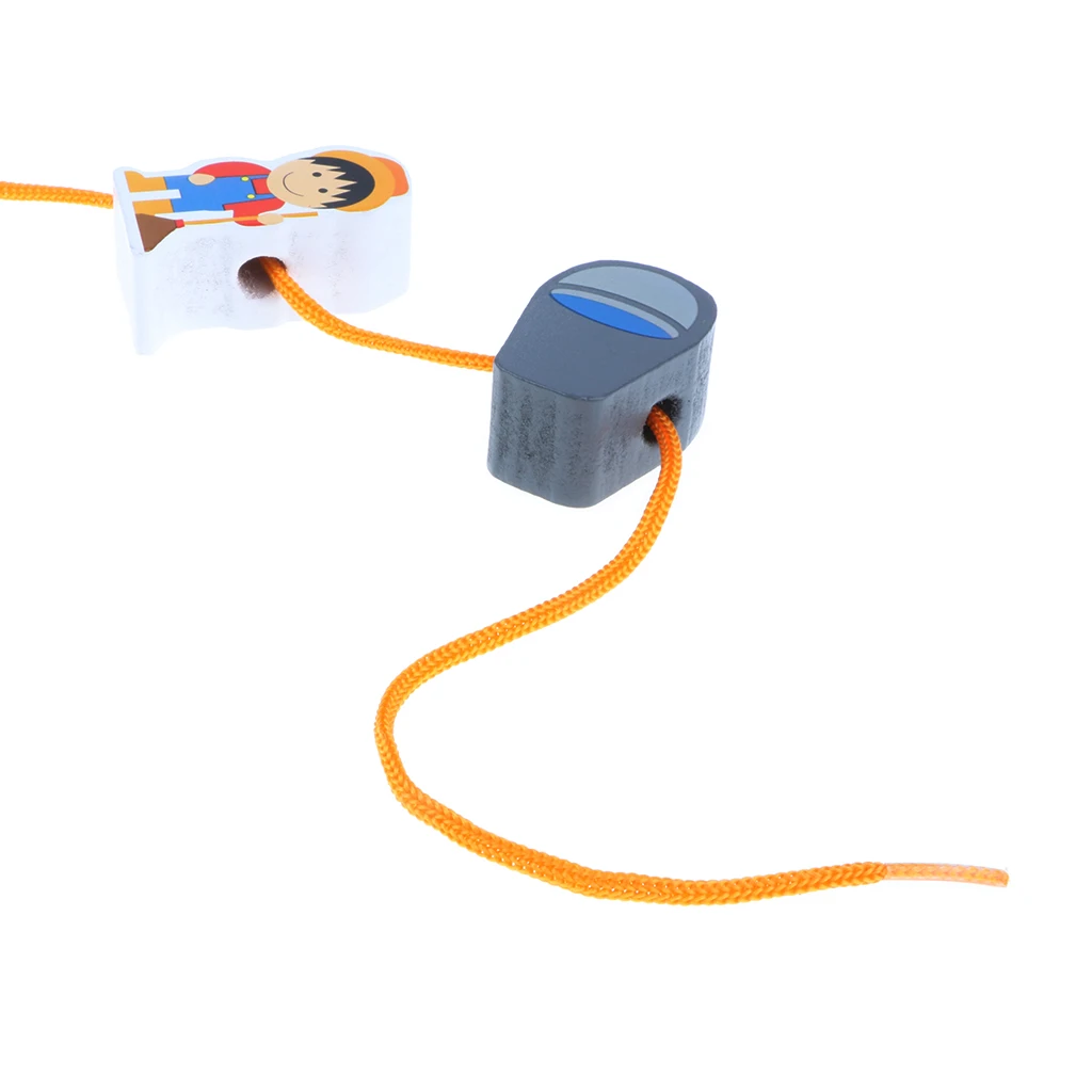 Wooden Lacing & Stringing Beads Cartoon Farm Animals with String Toddler Preschool Fine Motor Skills Toys