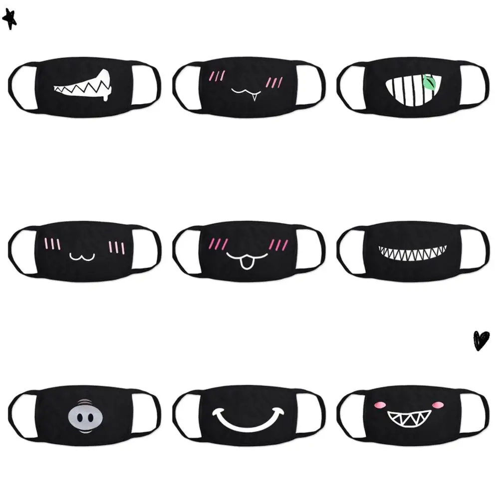 Cartoon mask on the mouth For dust and warmth anime mask Anti-fog mouth face mask dust masks Double cotton fabric facial mask