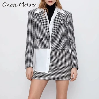 

Onoti Molazo Coats Jackets Women Plaid Suit Casual Elegant Ladies Jackets Office Coat Outerwear Female 2020 Spring Autumn New