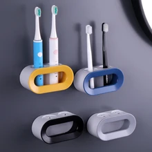 Estante de doble orificio para cepillo de dientes, soporte eléctrico para baño, estante de almacenamiento para cepillo de dientes sin perforaciones