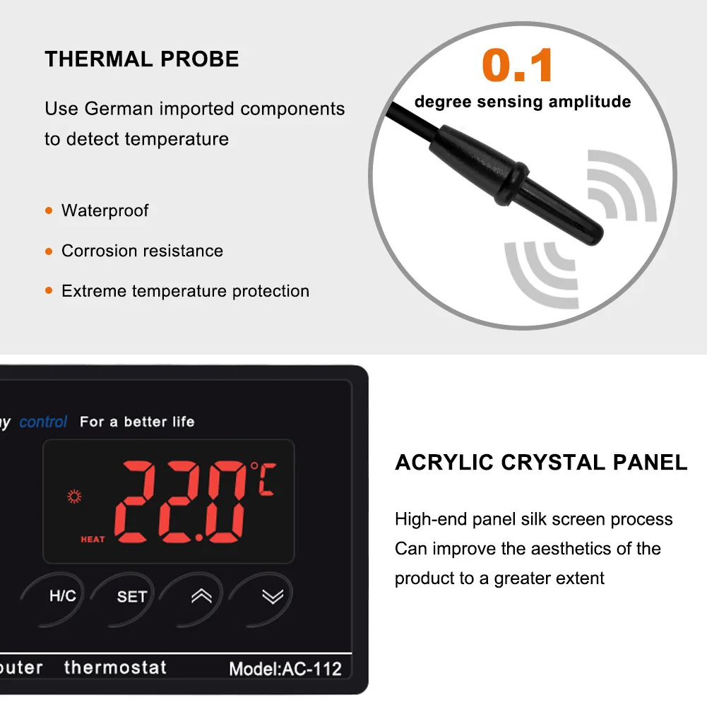 Yieryi AC-112 Цифровой Водонепроницаемый Контроллер Температуры микрокомпьютерный термостат для аквариумная рептилия NTC датчик