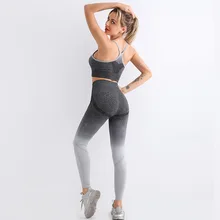 Sem costura conjunto de yoga fitness feminino esporte ginásio ternos sutiã esportivo cintura alta leggings workout collants roupas esportivas