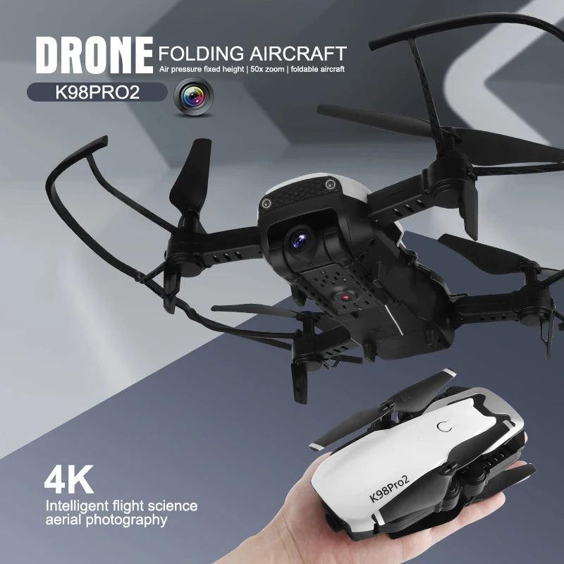 Квадрокоптер K98Pro 2 складной с двойной камерой 4k HD и Wi-Fi | Электроника