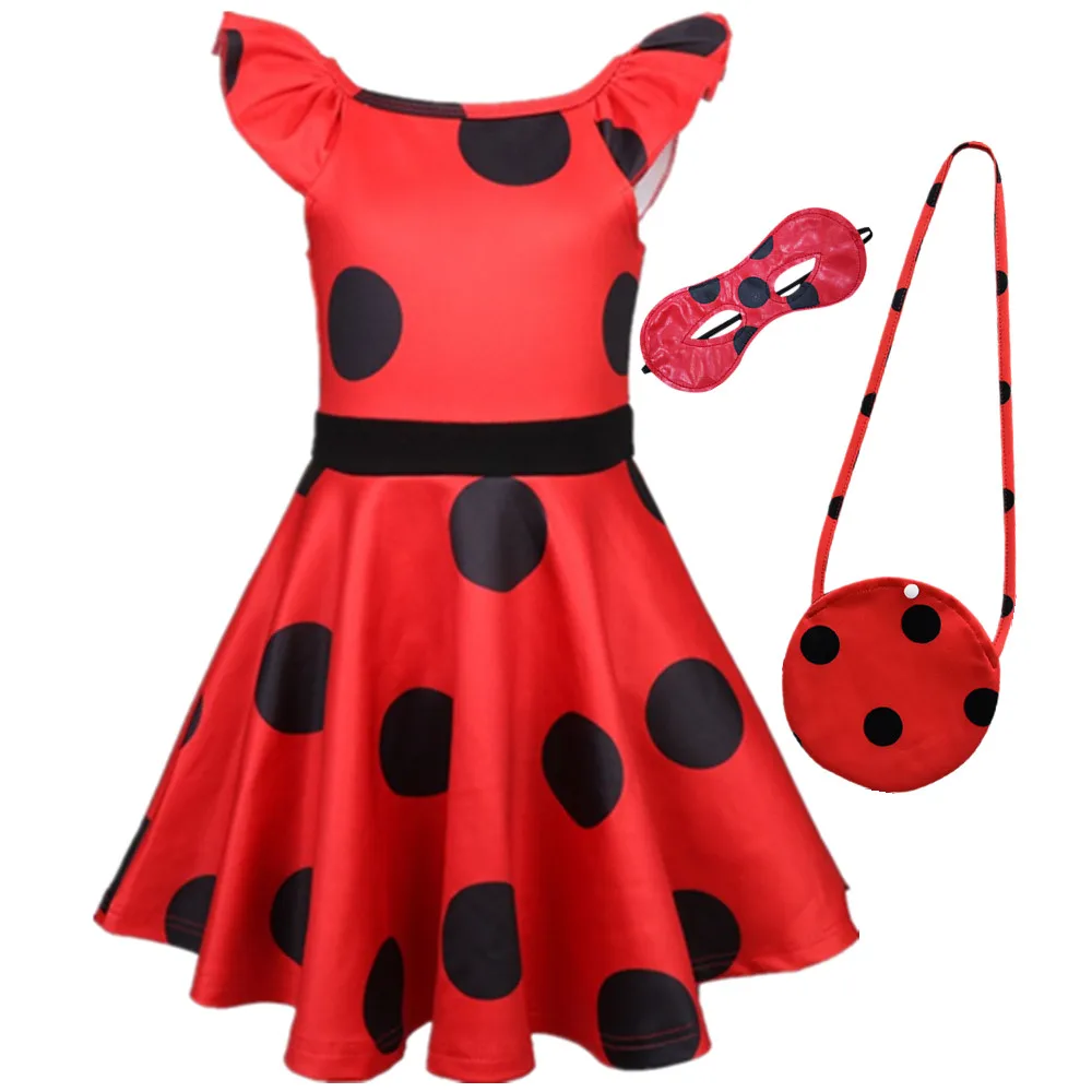 

Fantasia Spandex Ladybug Costumes kids dress cosplay Christmas party bag girls children lady bug Zentai Suit halloween costume
