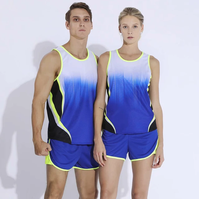 Men Women Marathon Running Set Vests Shorts Track and Field Suits