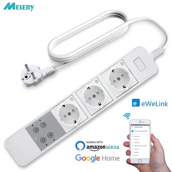 

Power Strip WiFi Smart Plug Homekit 3 EU Socket Surge Protection Remote Control Outlet with 2m Extension Cord Independent Switch