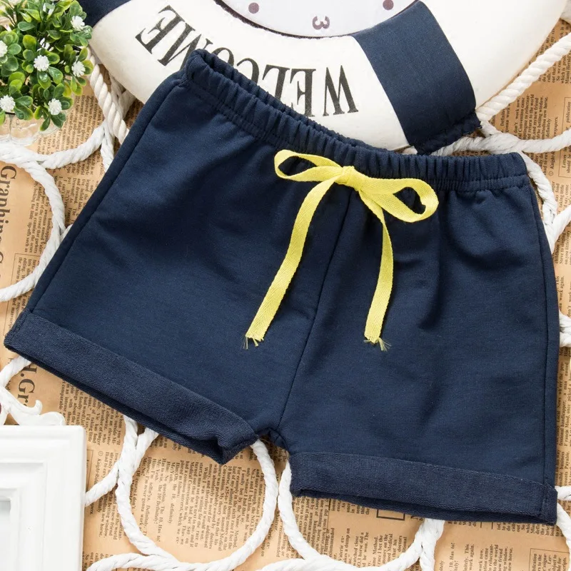 

Students Children Sports Casual Pure Cotton Shorts Children Summer Beach Shorts Solid Color with Drawstring Shorts