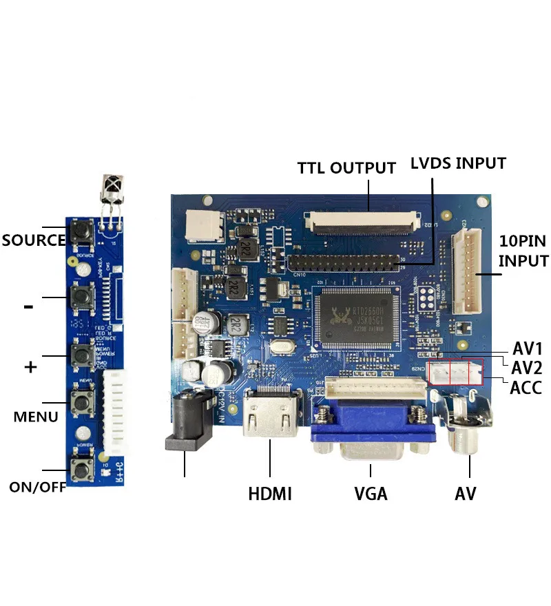 9 inch LCD Screen Display Monitor Driver Board HDMI VGA 2AV For Raspberry Pi Jetson Nano 4