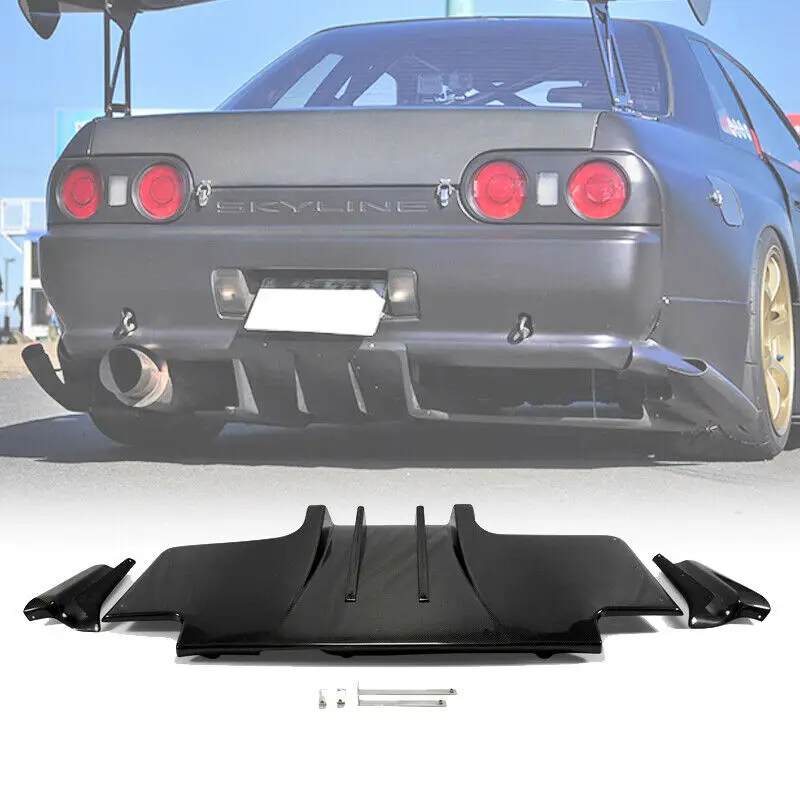 

Carbon Fiber Glossy Finished Rear Diffuser w/ Metal Fitting Car Accessories kit(5pcs) For Nissan R32 Skyline GTR TS Style Type 2