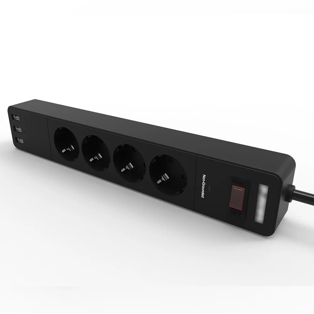 Мощность полосы 4 штепсельная вилка европейского стандарта розетки с USB для