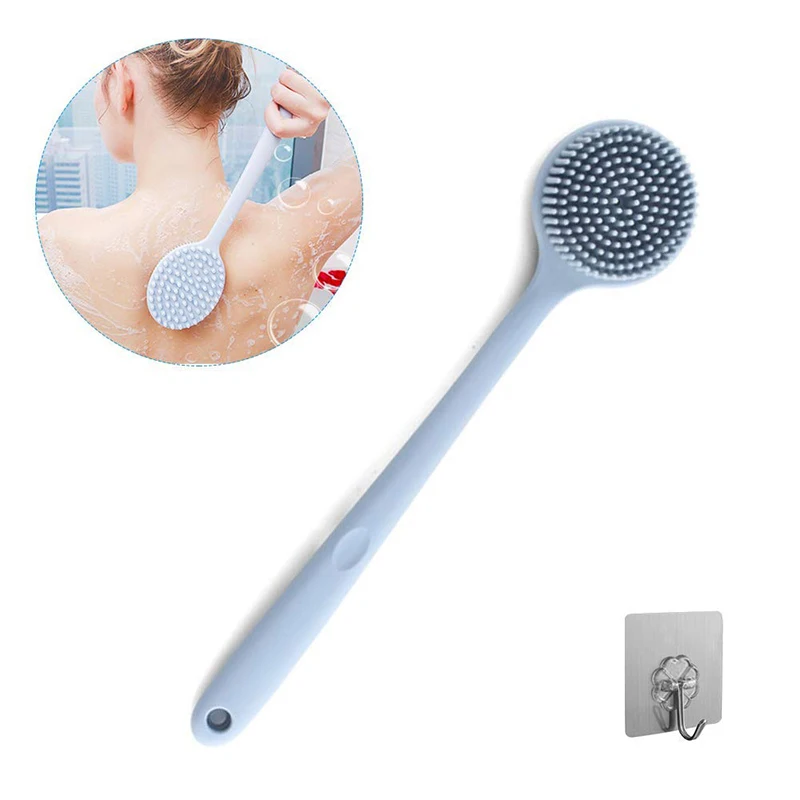 

Double-sided Shower Body Brush Silicone Long Handle Bathroom Wash Brush Bathing Massage Back Loofah Body Exfoliating Accessories