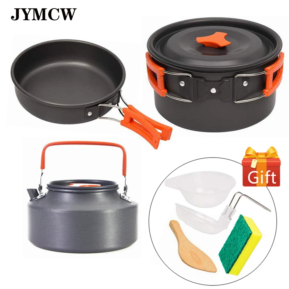 Hiker's camping cooker 3 шт./компл. сковороды чайник кипящая сковорода алюминиевая