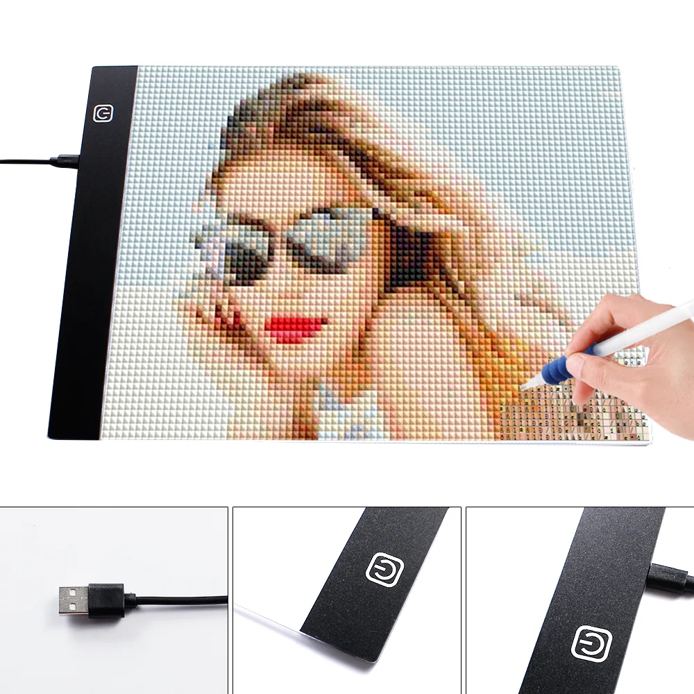 HUACAN-Diamond-Painting-A4-LED-Light-Tablet-Pad-Diamond-Mosaic-Accessories-Three-Level-Dimmable-Ultrathin
