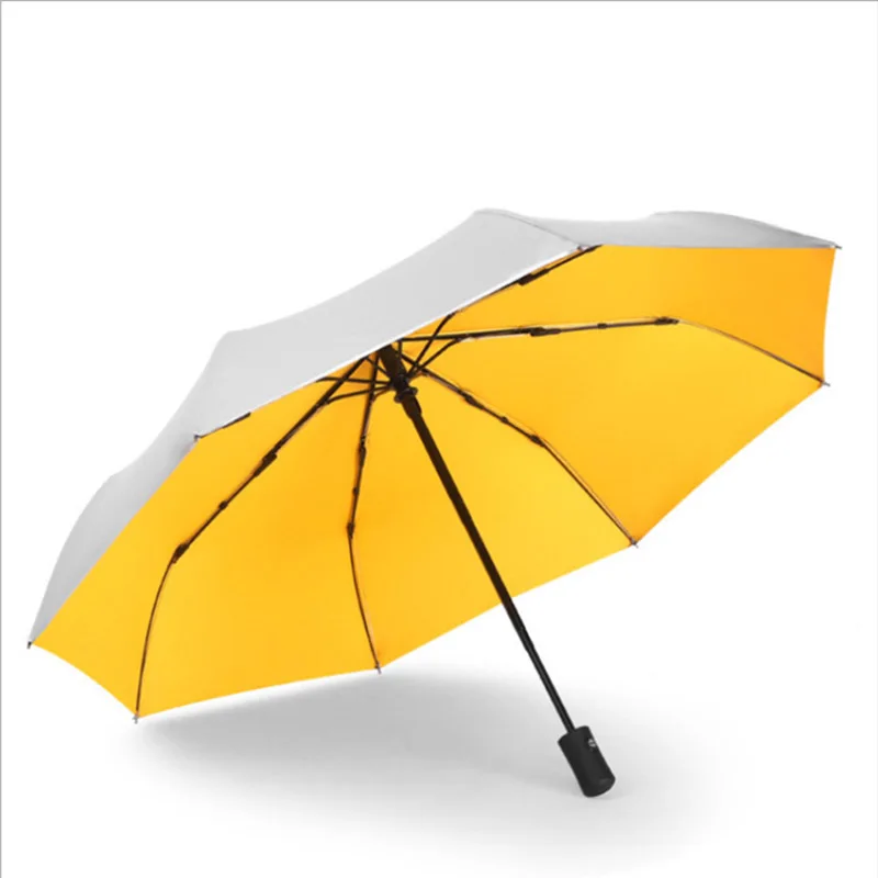 Только Jime, автоматический зонт с титановым серебряным покрытием, Одноцветный, защита от солнца, анти-УФ, три складных автоматических зонта - Цвет: 2
