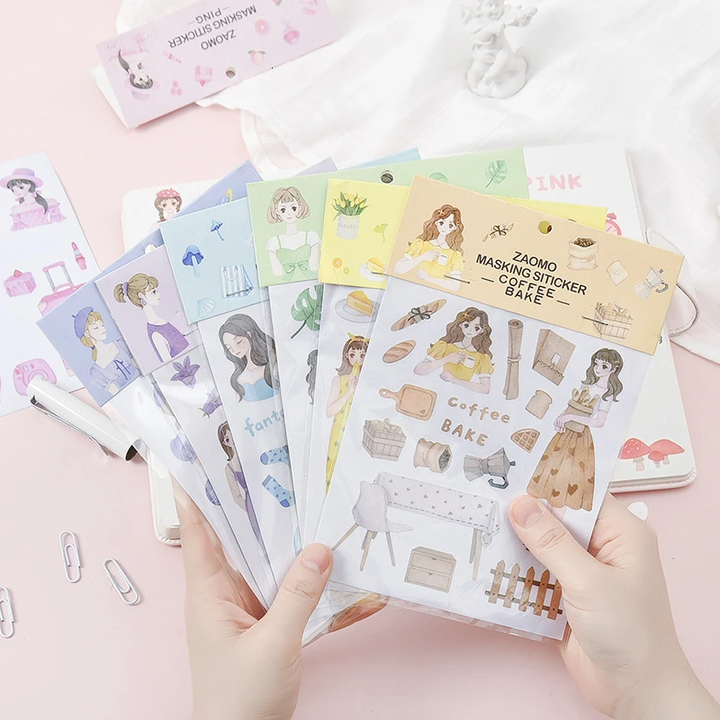

Colorful Adhesive Stickers Cute Cartoon Handbook DIY Decoration Paper Sticker Kawaii Diary Sticker Stationary Supplies 06570