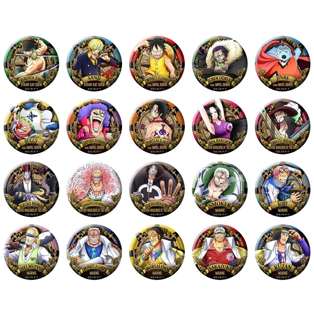One Piece Anime Badge Jinbe Luffy Zoro Sanji Buggy Ivankov Ace Moria Mihawk Kuma Koby Metal Badge Brooch Pins Brooches Aliexpress