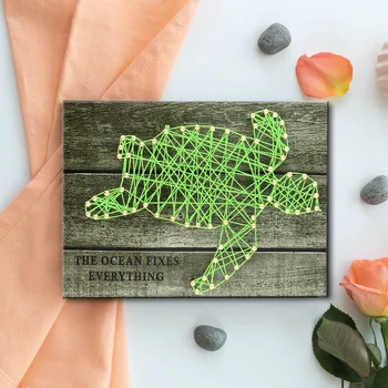 

Fdit Sea Turtle Pattern Nail String Art Kit 3D Drawing Nails Winding Lines Winding Drawing For Home Decor