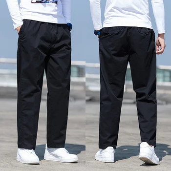 

2020 Pockets Cargo Pants Men Pure Color Casual Straight Fashion Tactical Trousers Streetwear Full Length High Waistline Pants