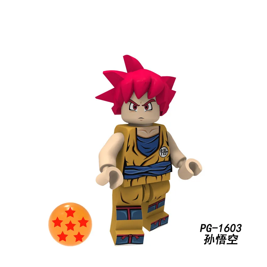30 шт./лот Dragon Ball Z Broly лопуха Вегета Saiyan Сон Гоку Чичи модель кирпичные строительные блоки игрушки для детей подарки детям - Цвет: Синий