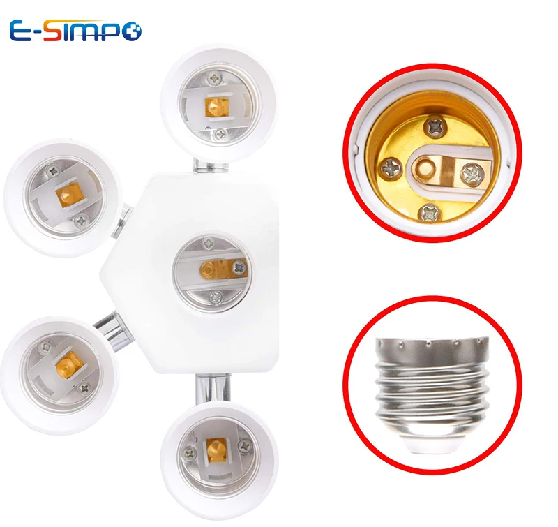 6+1 E26 E27 Adapter Converter 7 in 1 for Standard Light Bulbs 360 Degrees Adjustable 180 Degree Bendable..