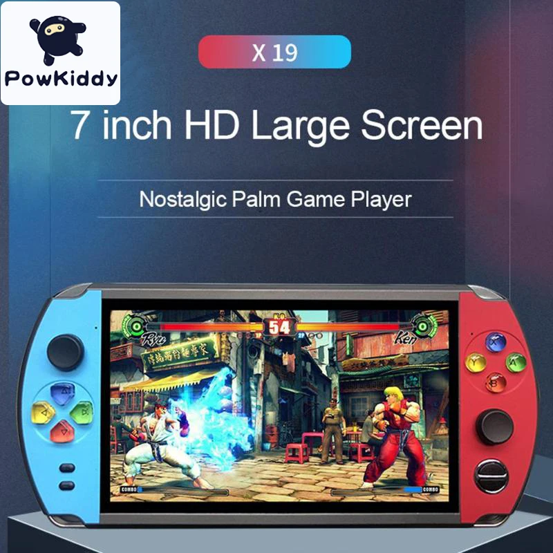 Powkiddy X19 чехол для телефона в виде ретро-игровой 7-дюймовый HD экран портативная игровая консоль-плеер двойным рокером 64bit тренажер детский подарки Поддержка ТВ